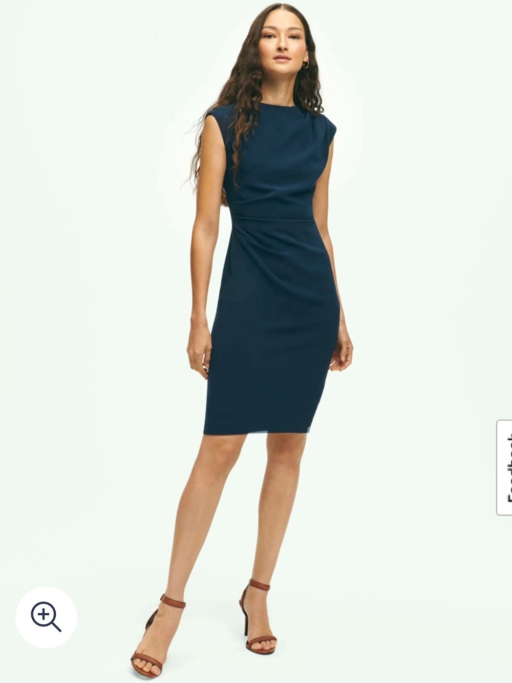 Brooks Brothers Navy Cap-Sleeve Fine Twill Crepe Sheath Midi Dress